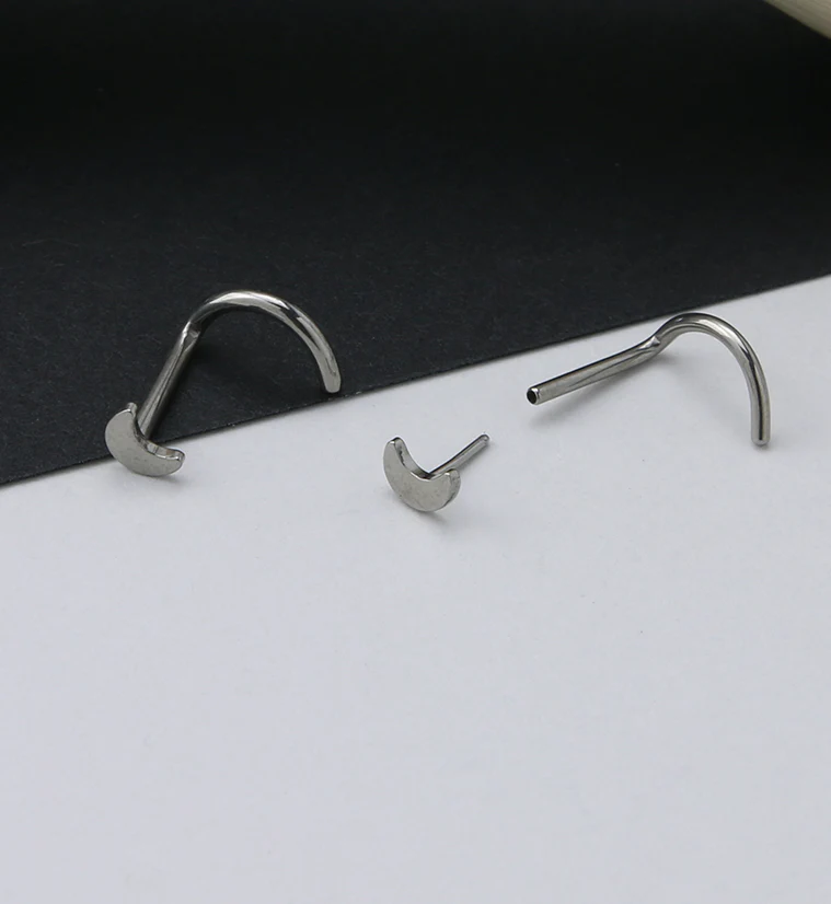 Half Moon Titanium Threadless Nose Screw Ring - Mrs Treak