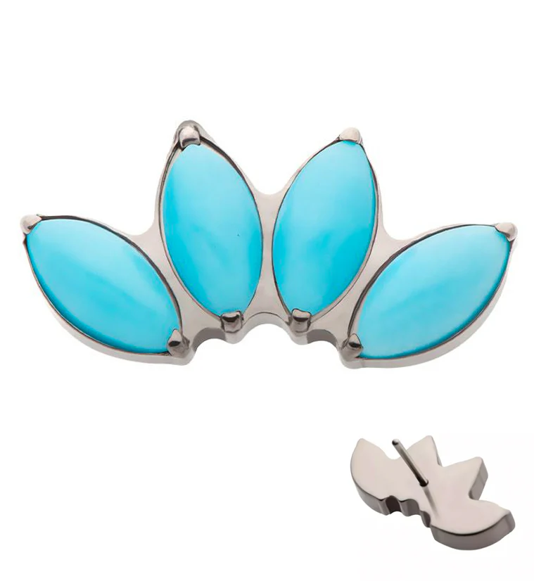 Quartet Howlite Turquoise Stone Threadless Titanium Top - Mrs Treak