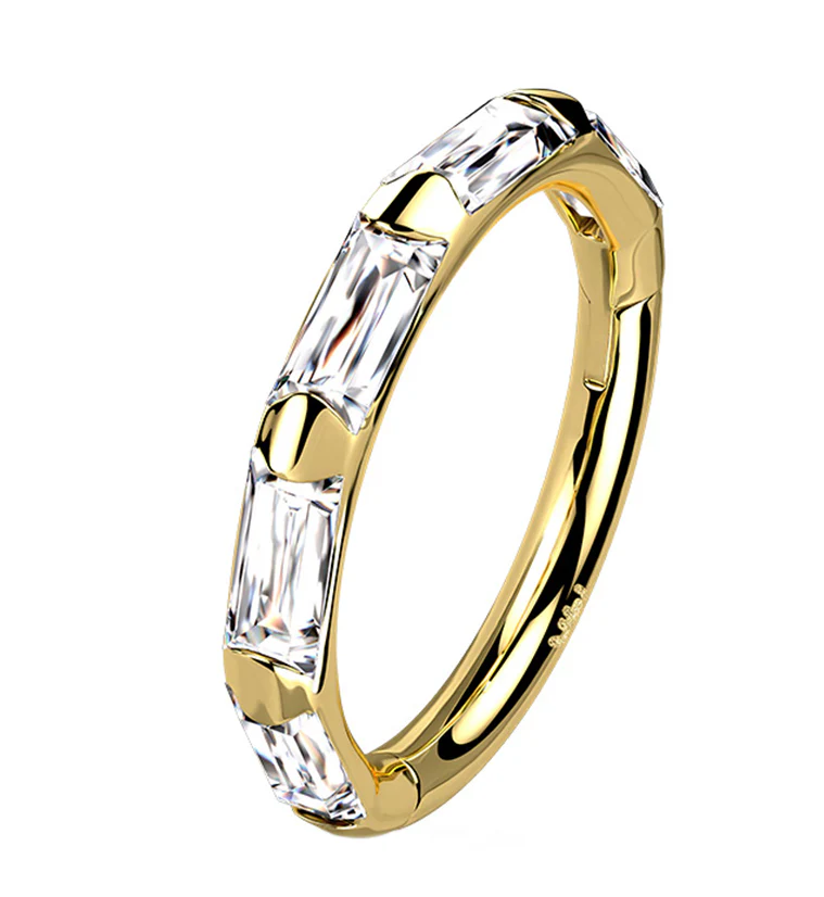 14kt Gold Oblong CZ Edge Hinged Segment Ring - Mrs Treak