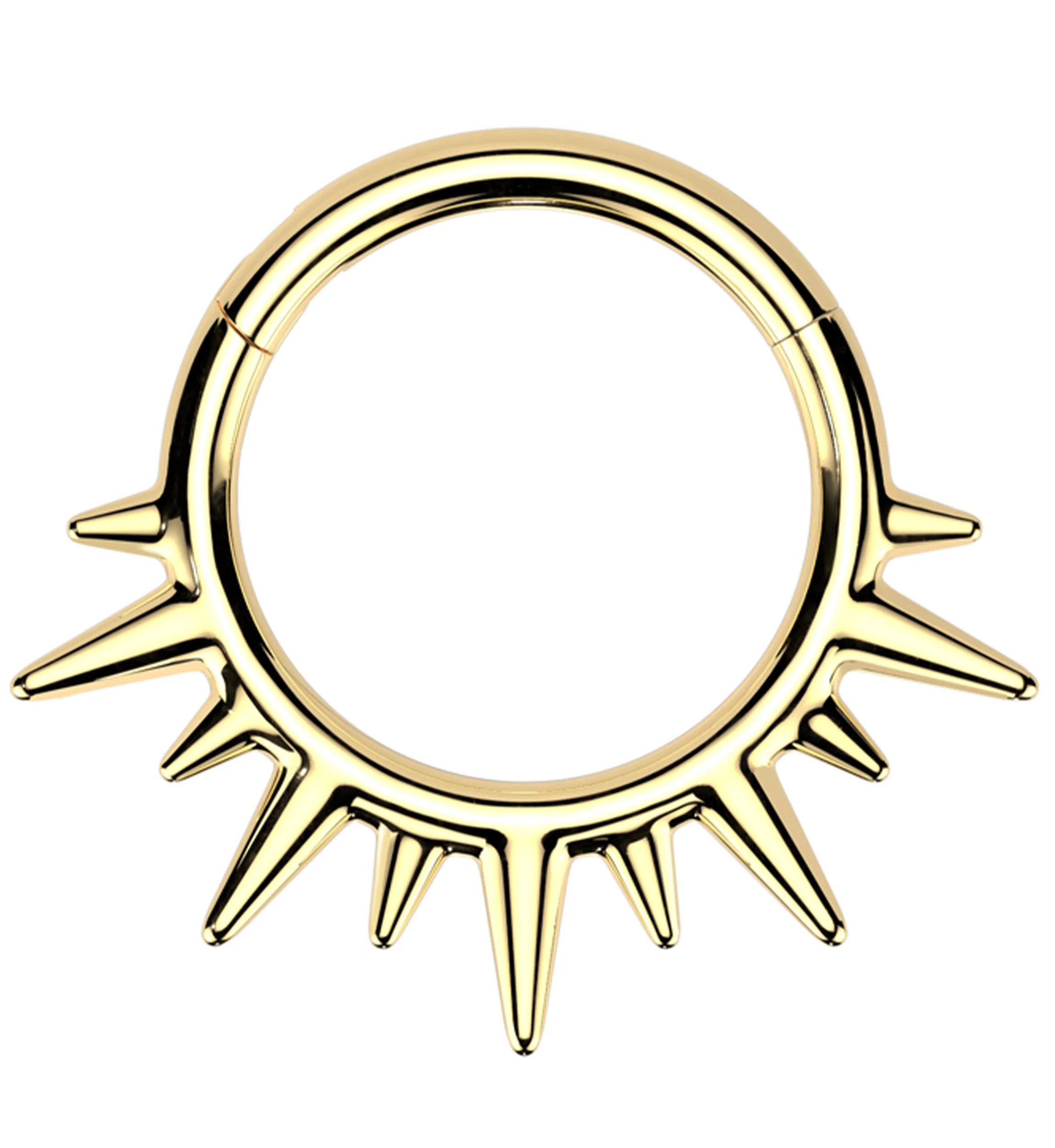 Gold PVD Spike Ray Stainless Steel Hinged Segment Ring - Mrs Treak