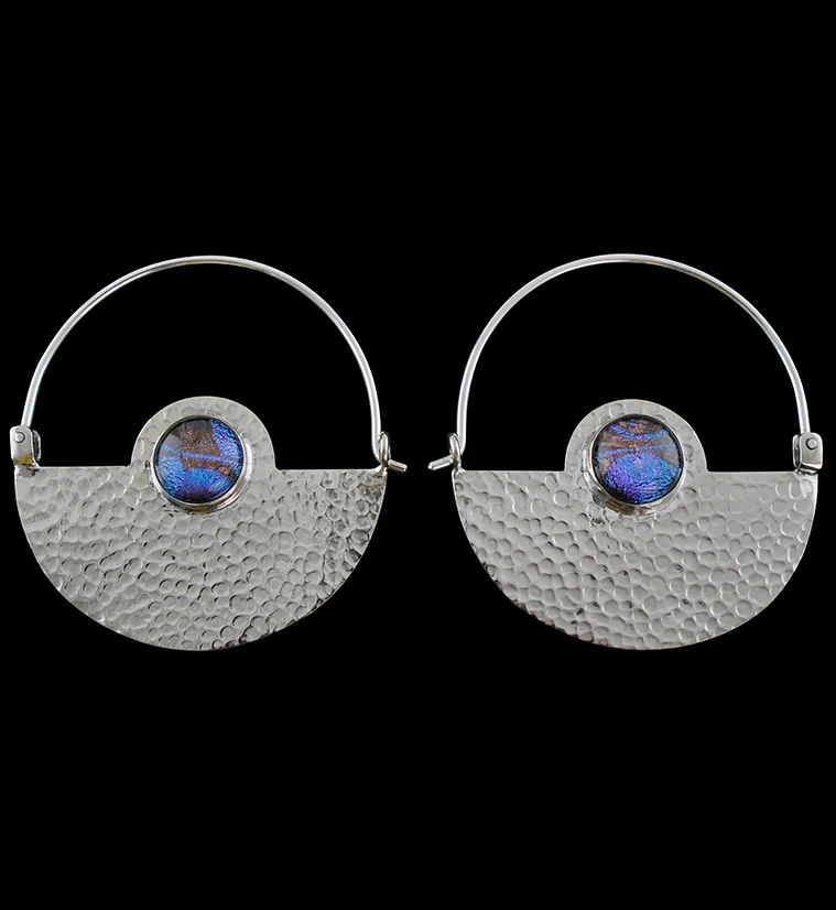 14G Acicular Boulder Blue Glass White Brass Hangers - Mrs Treak