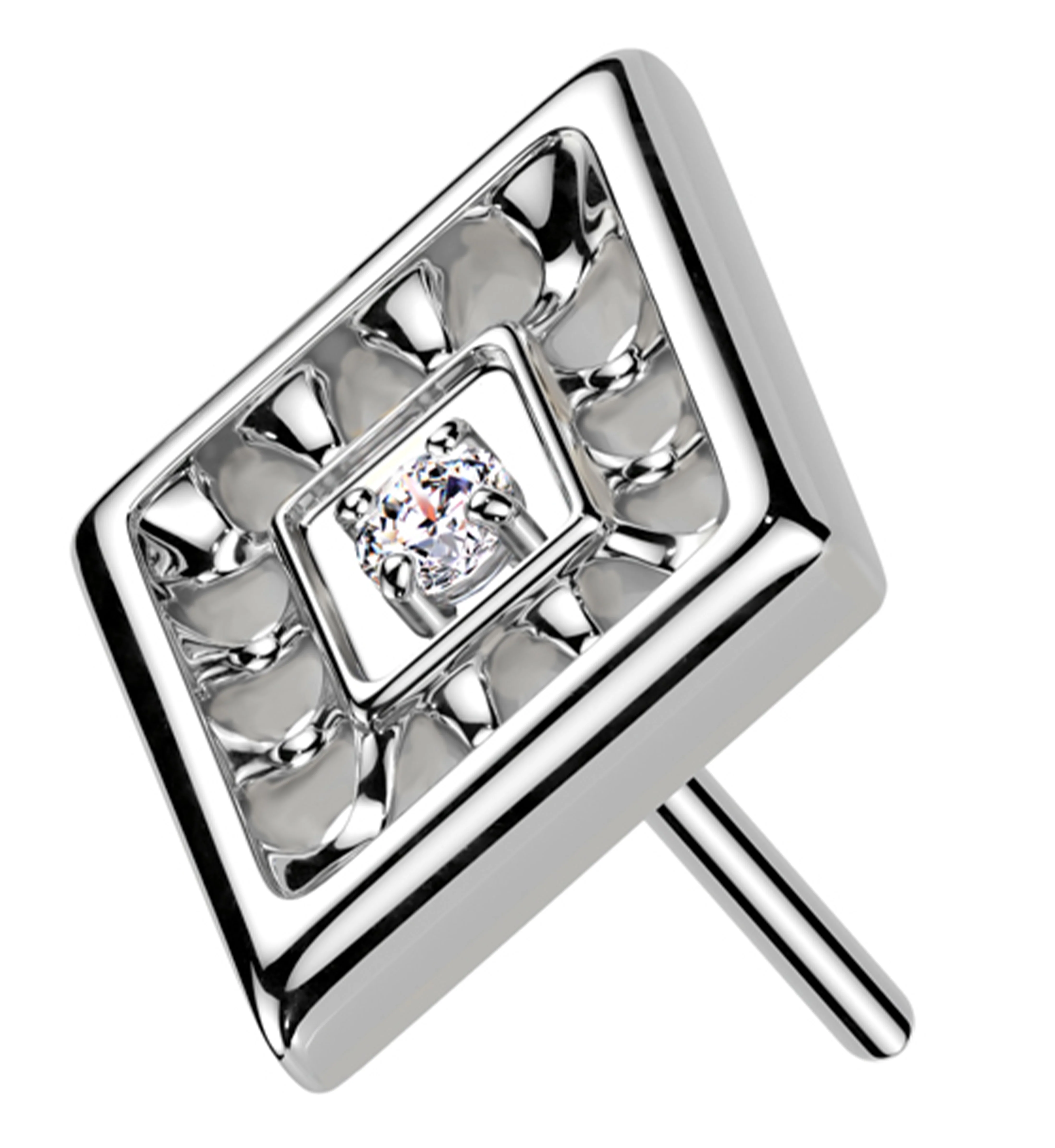 Rhombus Cutout Clear CZ Threadless Titanium Top - Mrs Treak