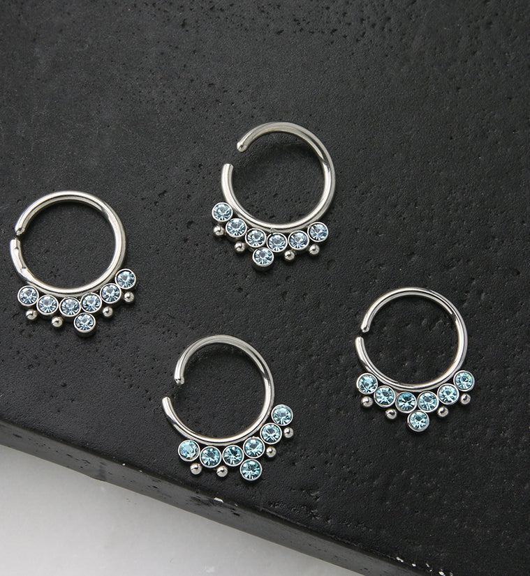 Aqua CZ Rally Annealed Seamless Hoop Ring - Mrs Treak