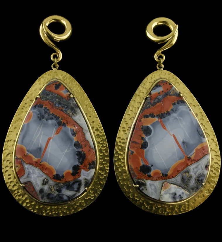 Hammered Lament Maligano Jasper Stone Ear Weights - Mrs Treak