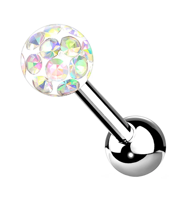 Rainbow Aurora Glitter Ball Cartilage Barbell - Mrs Treak