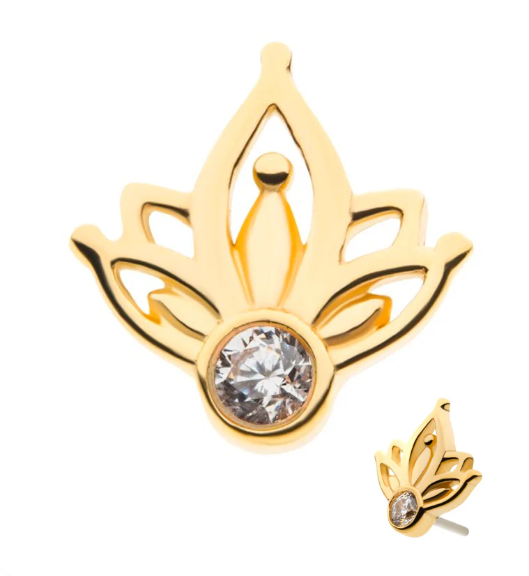 14kt Gold Sepal CZ Threadless Top - Mrs Treak