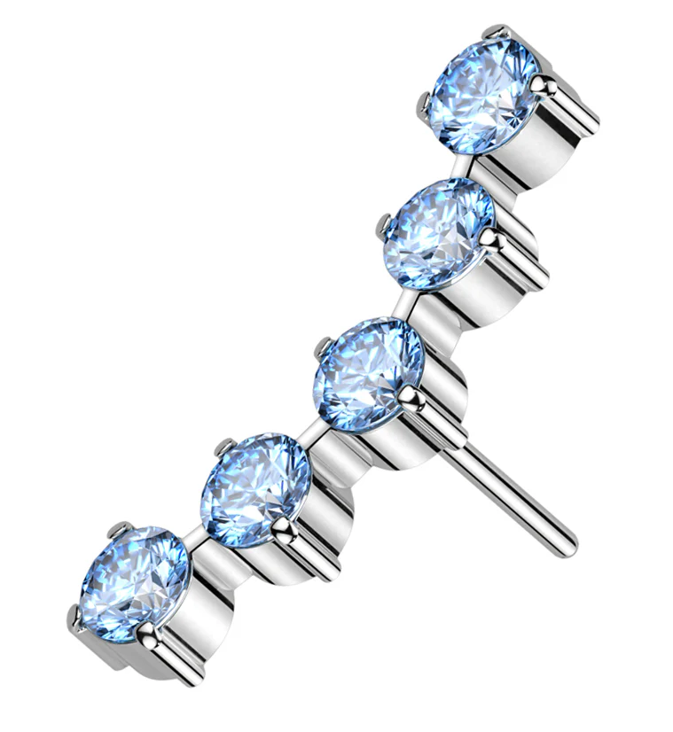 Flex Aqua CZ Threadless Titanium Top - Mrs Treak