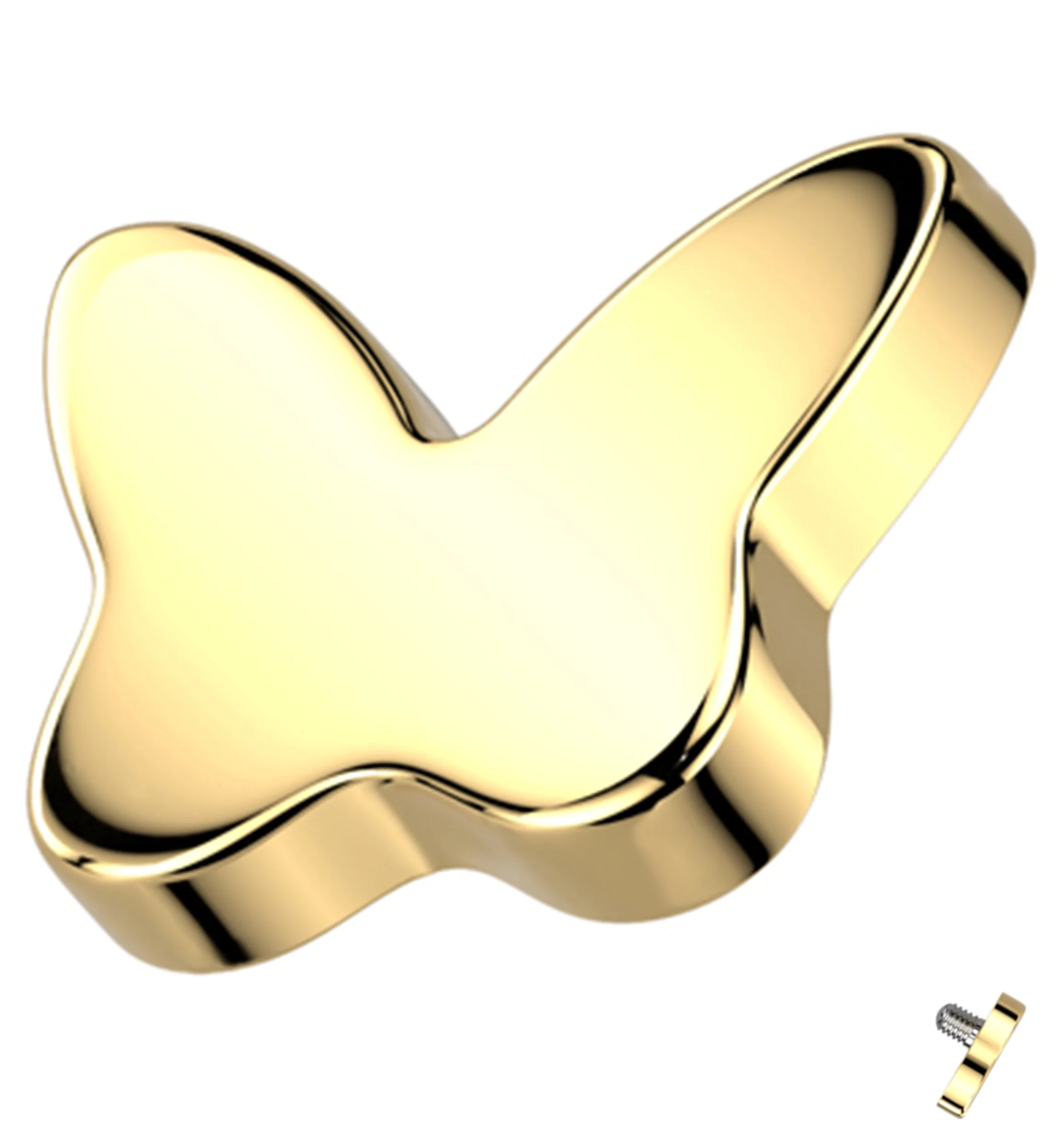 Gold PVD Bubble Butterfly Titanium Internally Threaded Top - Mrs Treak