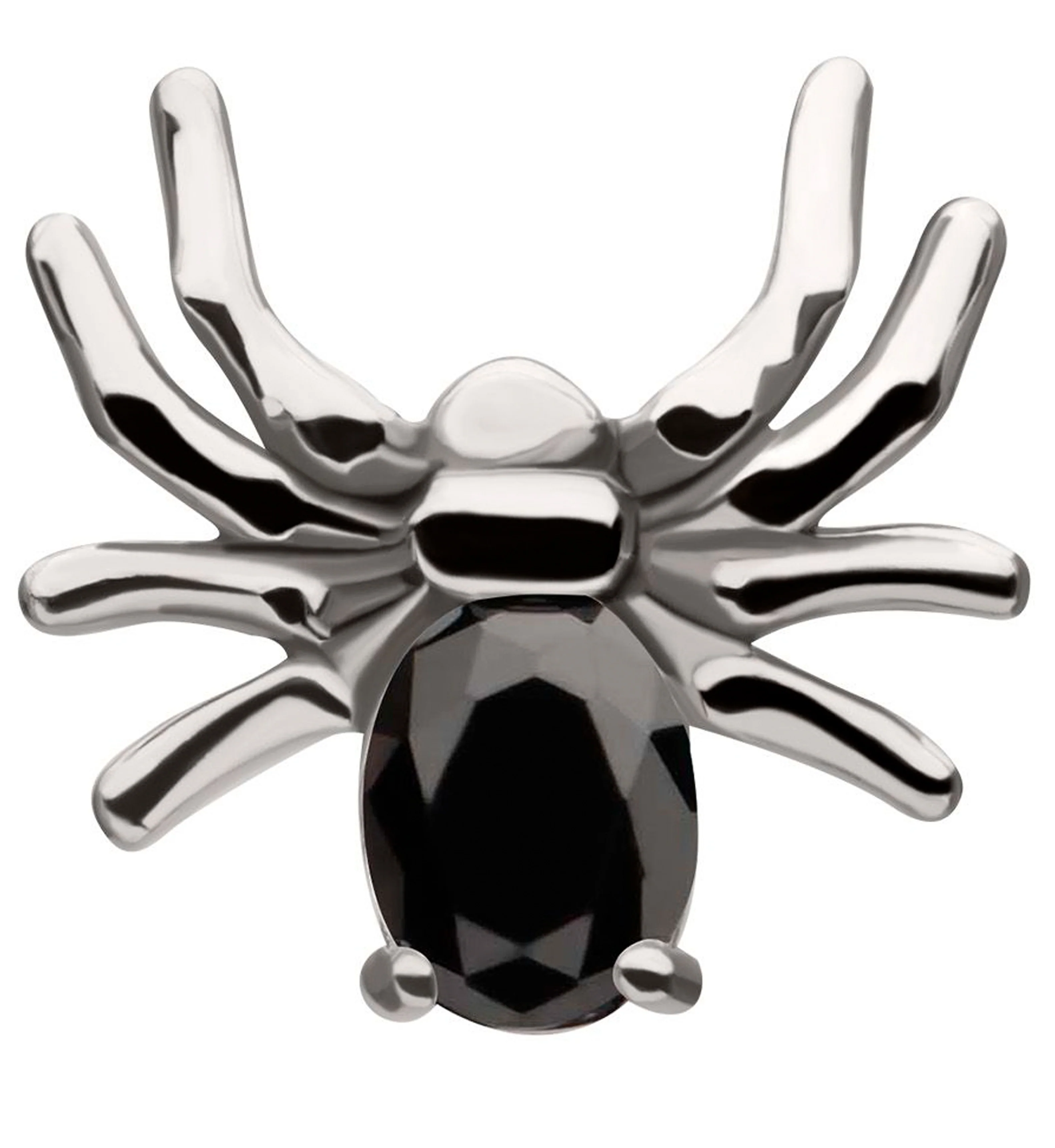 Spider Black CZ Stainless Steel Internally Threaded Labret - Mrs Treak