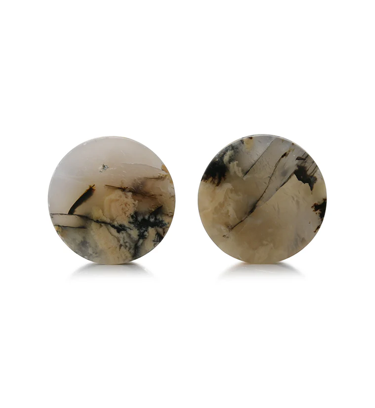 Tiger Agate Dendritic Stone Plugs 5/8