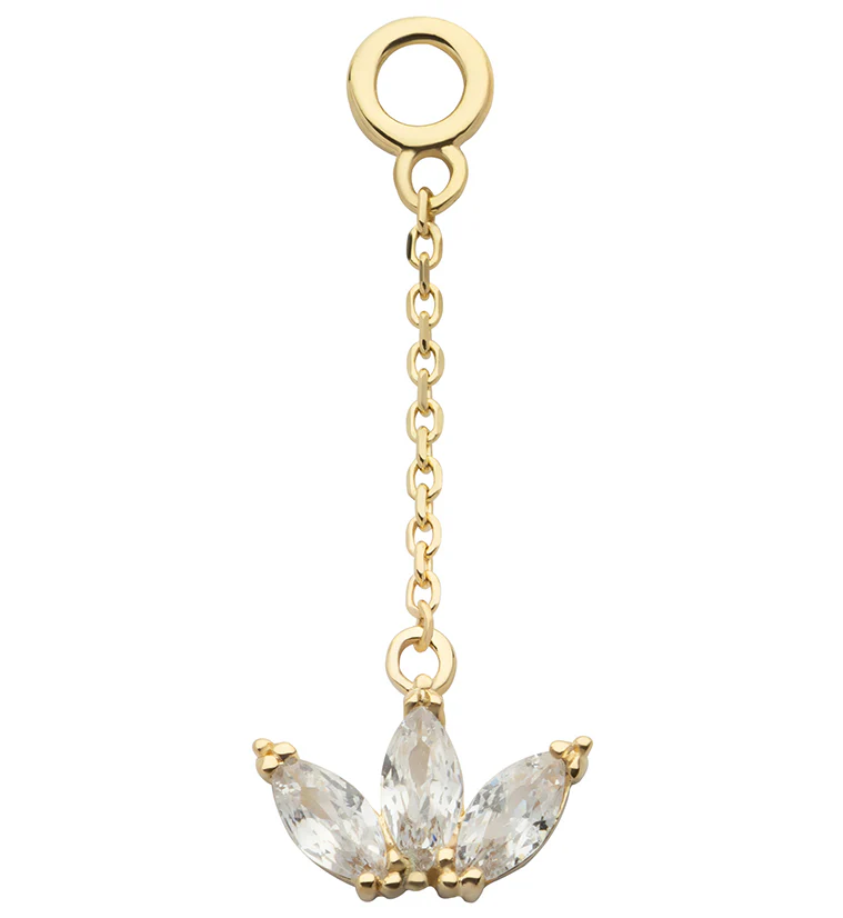 14kt Gold Empress Clear CZ Dangle Chain Charm - Mrs Treak