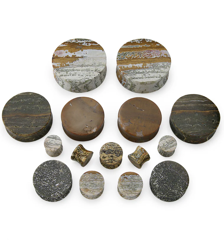 Grade A Ocean Jasper Stone Plugs - Mrs Treak