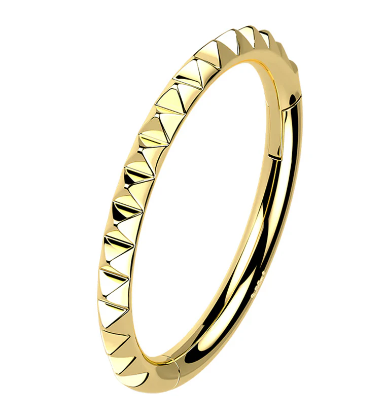 14kt Gold Polyhedra Edge Hinged Segment Ring - Mrs Treak