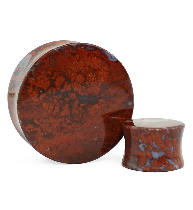 Grade A Red Moss Agate Stone Plugs - Mrs Treak