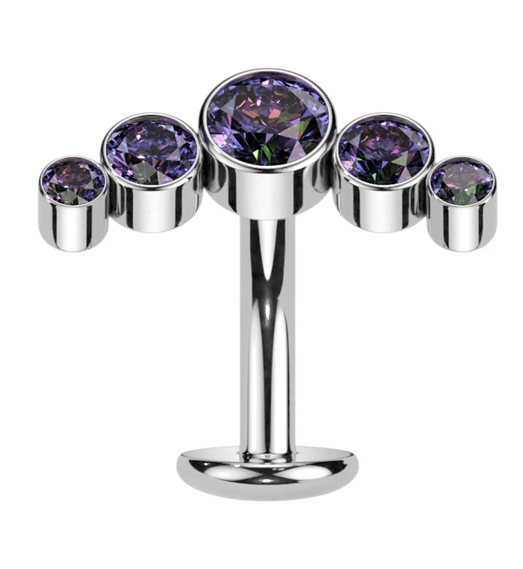 Arch Black Aurora CZ Titanium Threadless Floating Belly Button Ring (Convex Disk) - Mrs Treak
