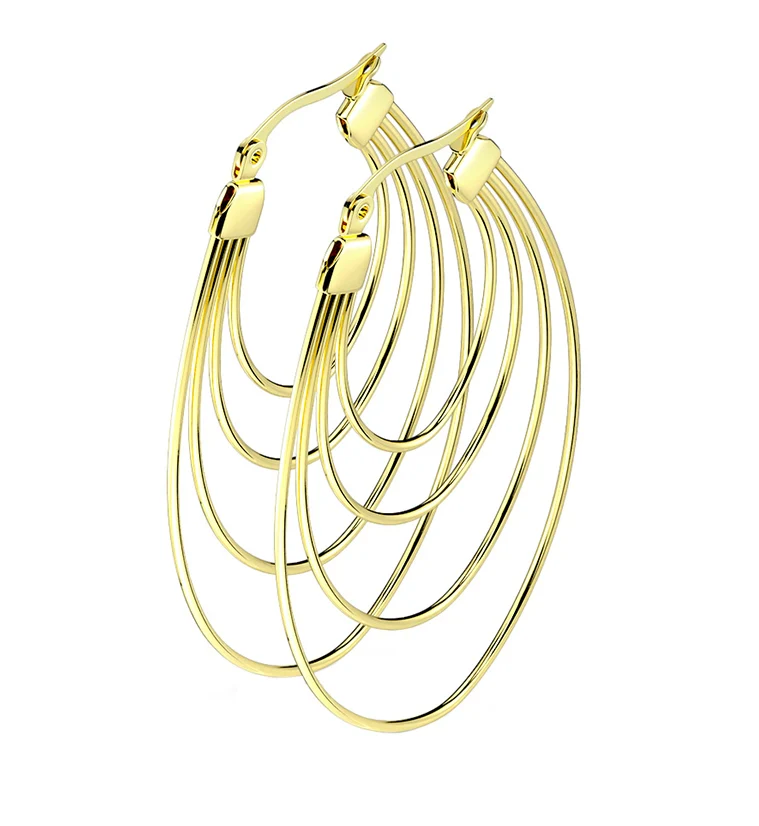 Gold PVD Multi Hoop Earrings - Mrs Treak