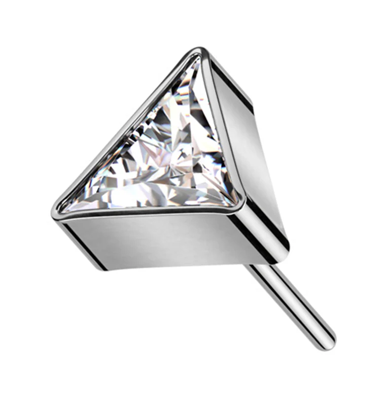 Triangle CZ Threadless Titanium Top - Mrs Treak