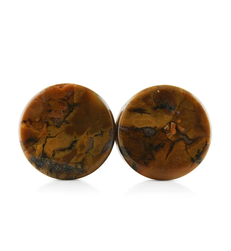 Amethyst Sage Dendritic Chalcedony Stone Plugs 3-4