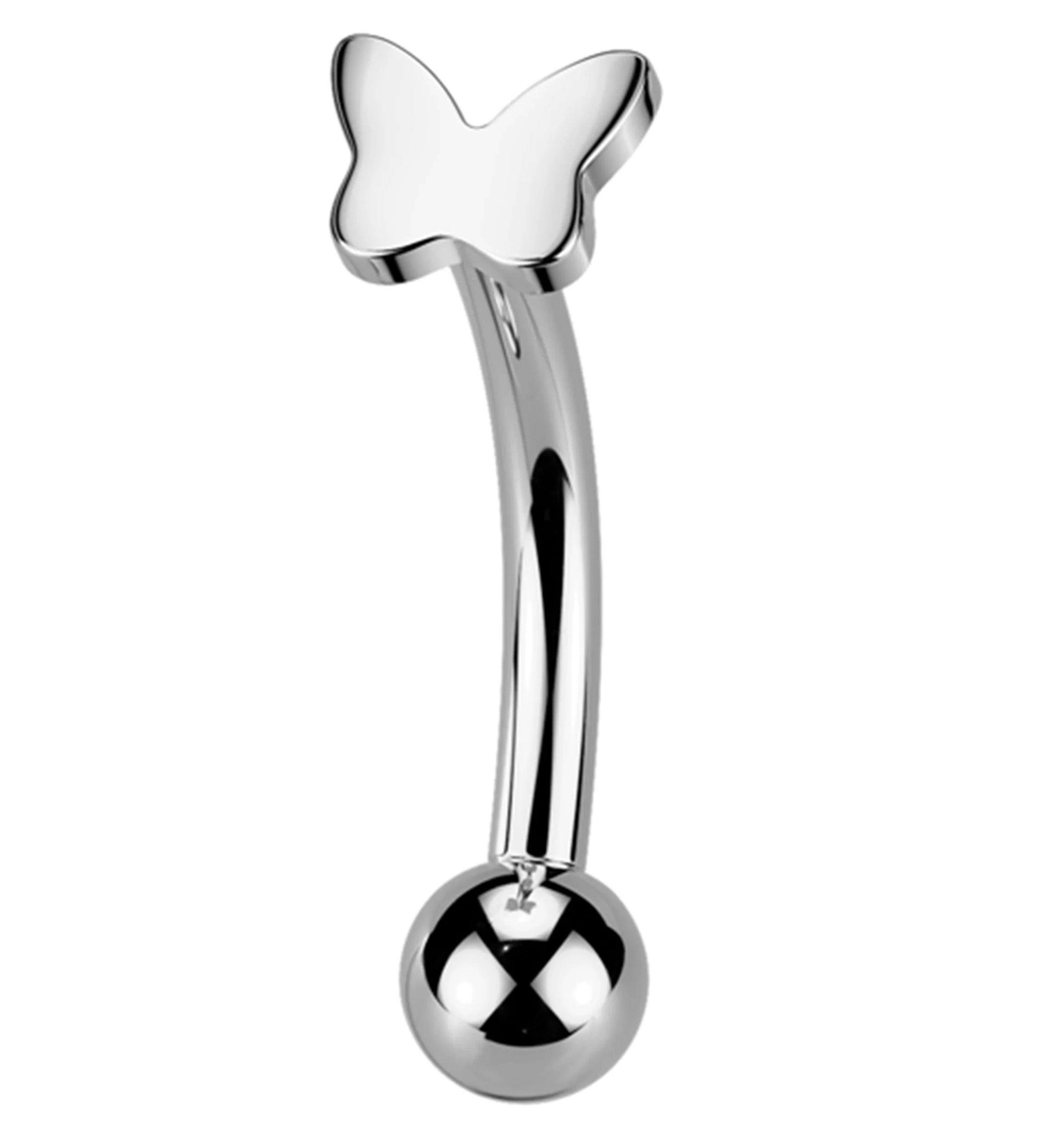 Bubble Butterfly Threadless Titanium Curved Barbell - Mrs Treak
