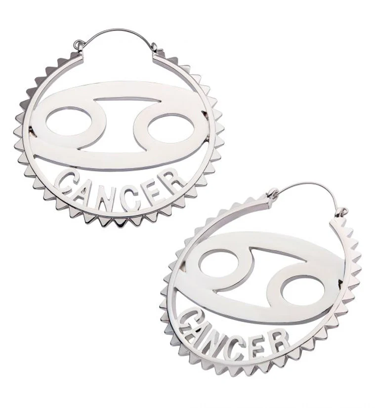Cancer Sign Plug Hoops - Mrs Treak