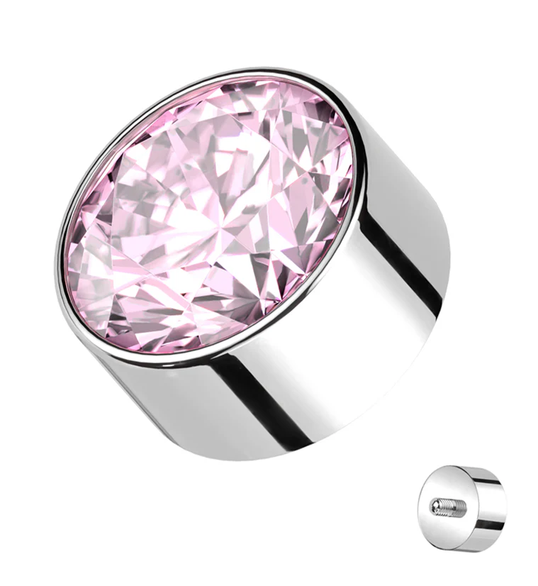 Bezel Pink CZ Internally Threaded Top - Mrs Treak
