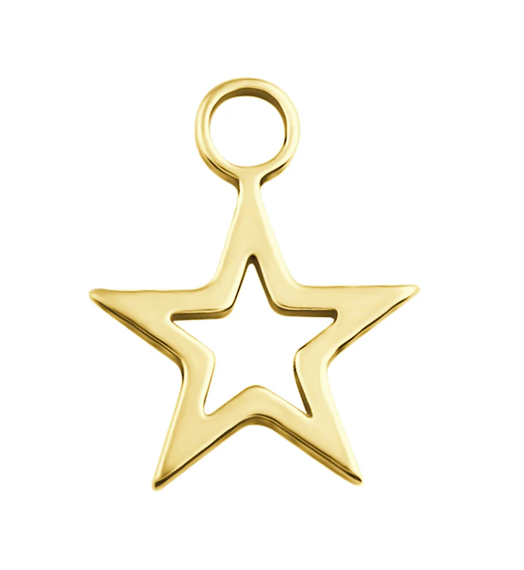 Gold PVD Star Outline Stainless Steel Charm - Mrs Treak