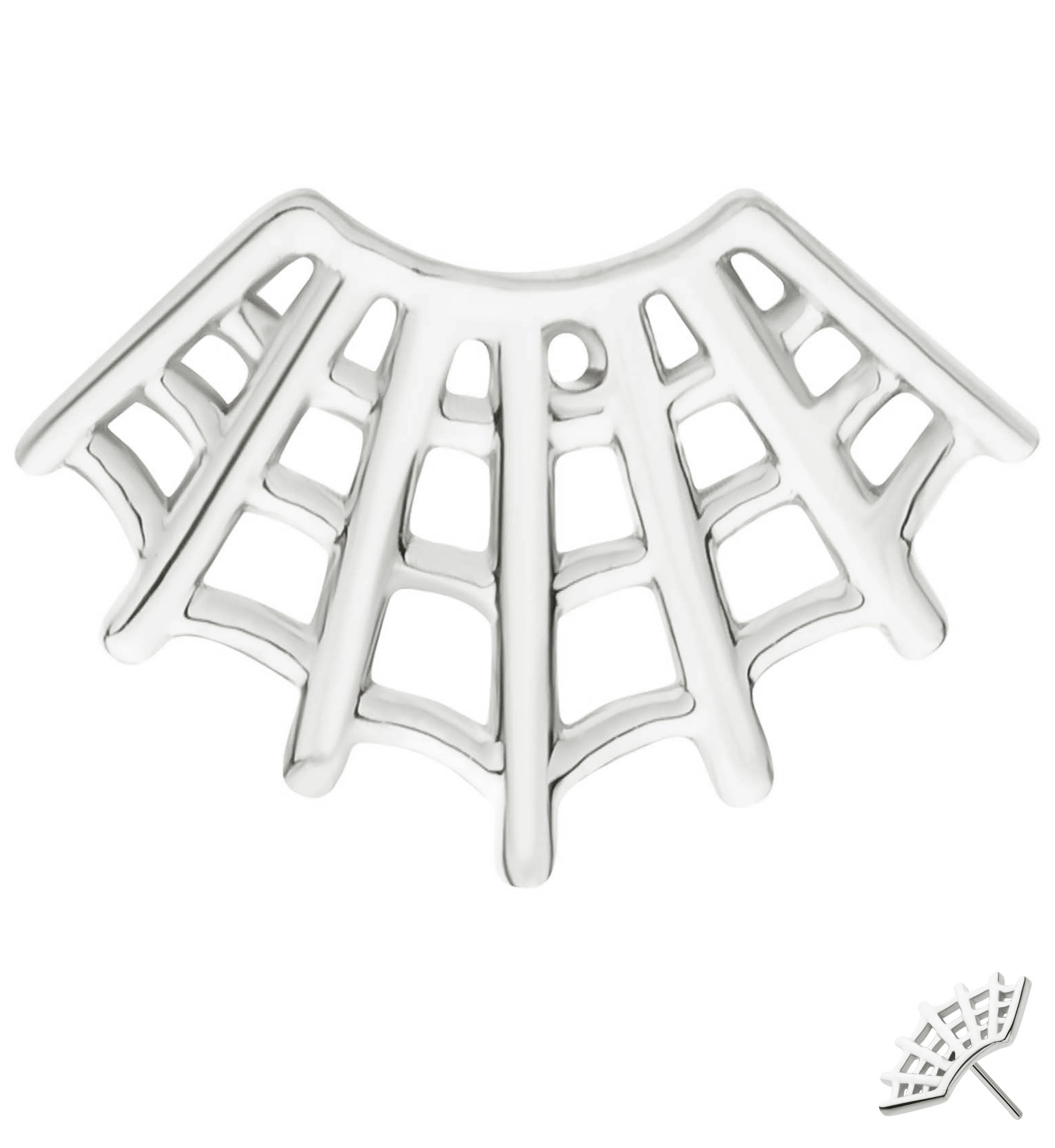 14kt White Gold Corner Spiderweb Threadless Top - Mrs Treak