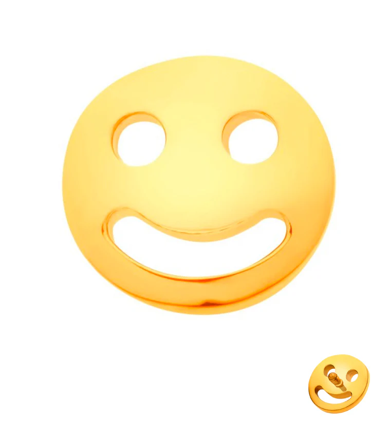 24kt Gold PVD Smiley Internally Threaded Titanium Top - Mrs Treak