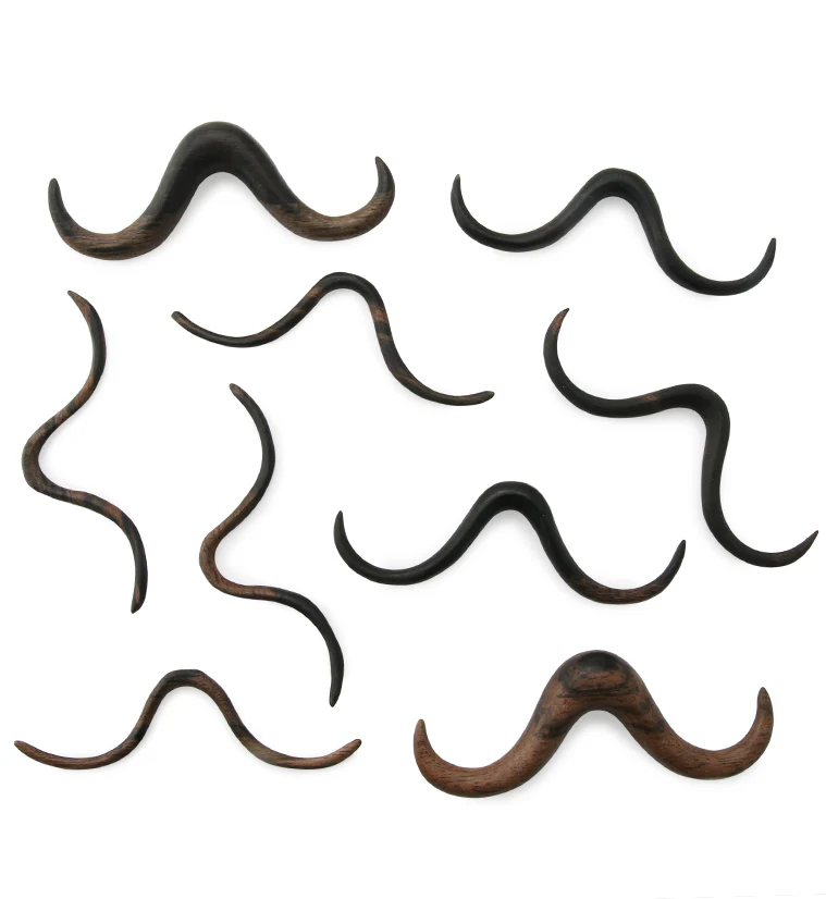 Curly Mustache Areng Wooden Septum Bar - Mrs Treak