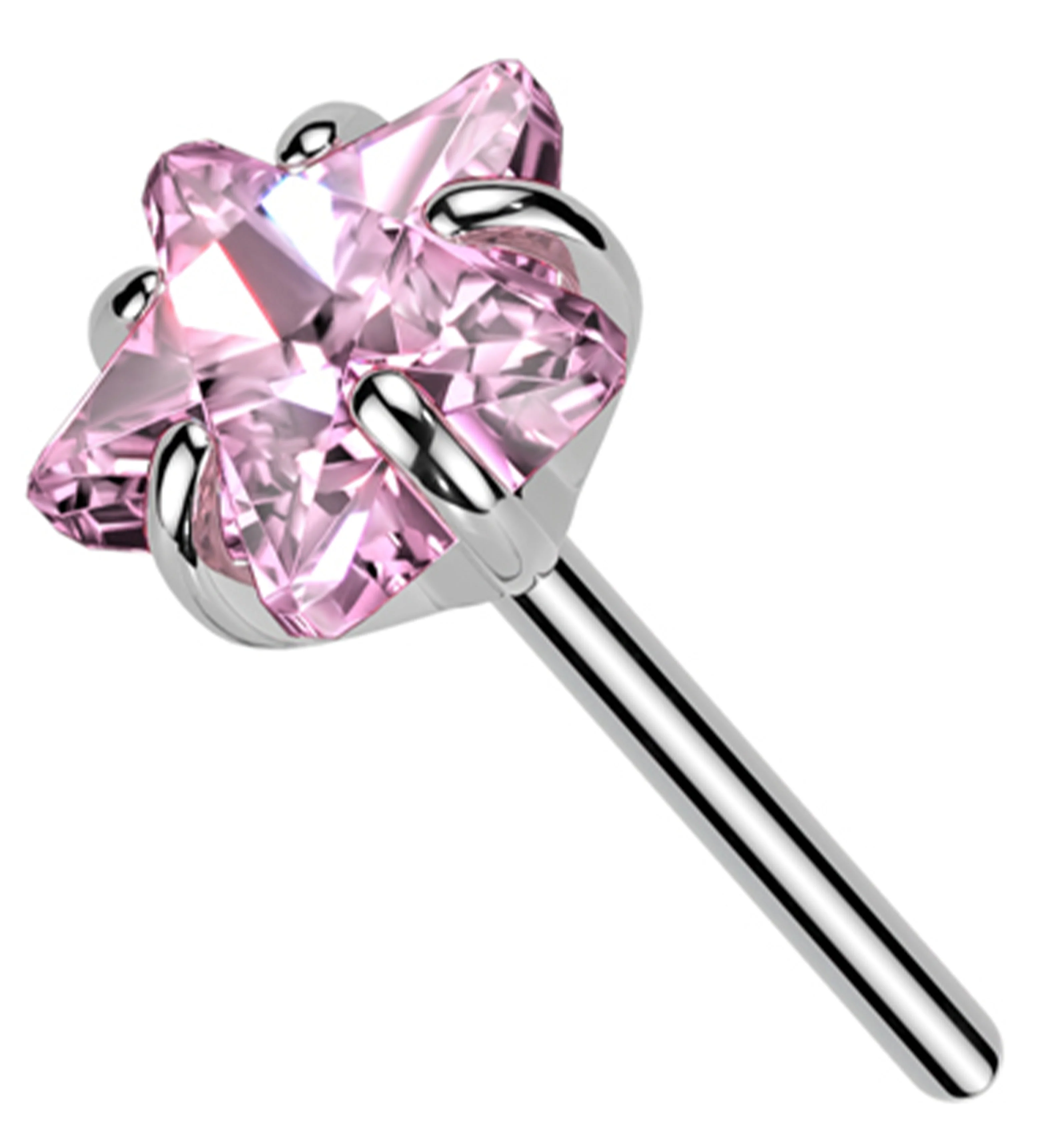 Star Pink CZ Titanium Threadless Top - Mrs Treak