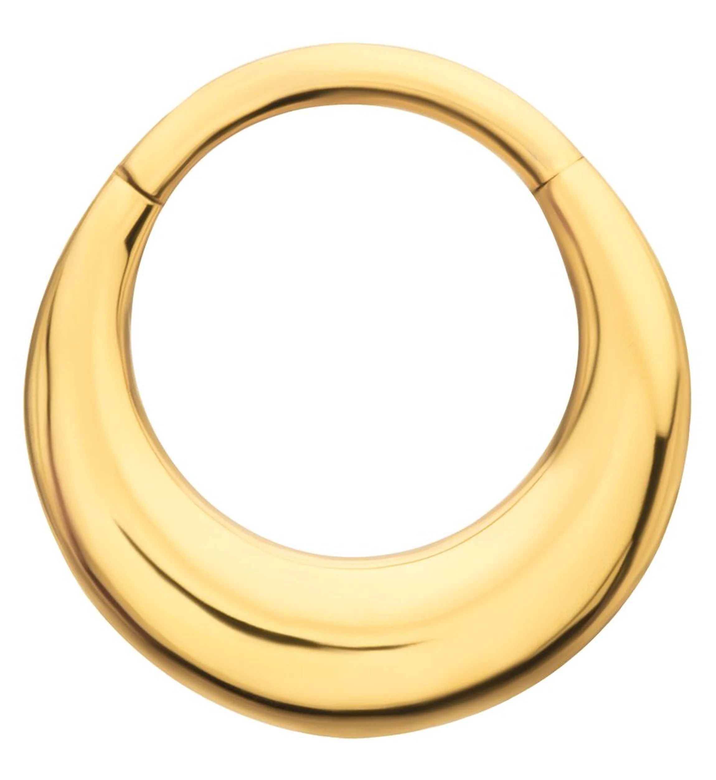 24kt Gold PVD Broad Dome Titanium Hinged Segment Ring - Mrs Treak