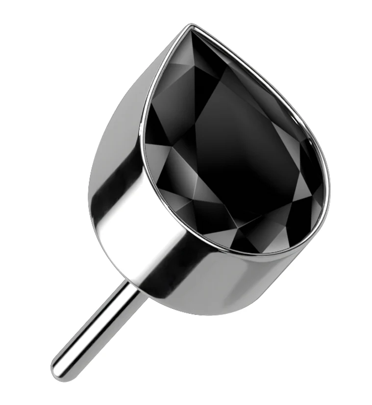 Teardrop Black CZ Threadless Titanium Top - Mrs Treak