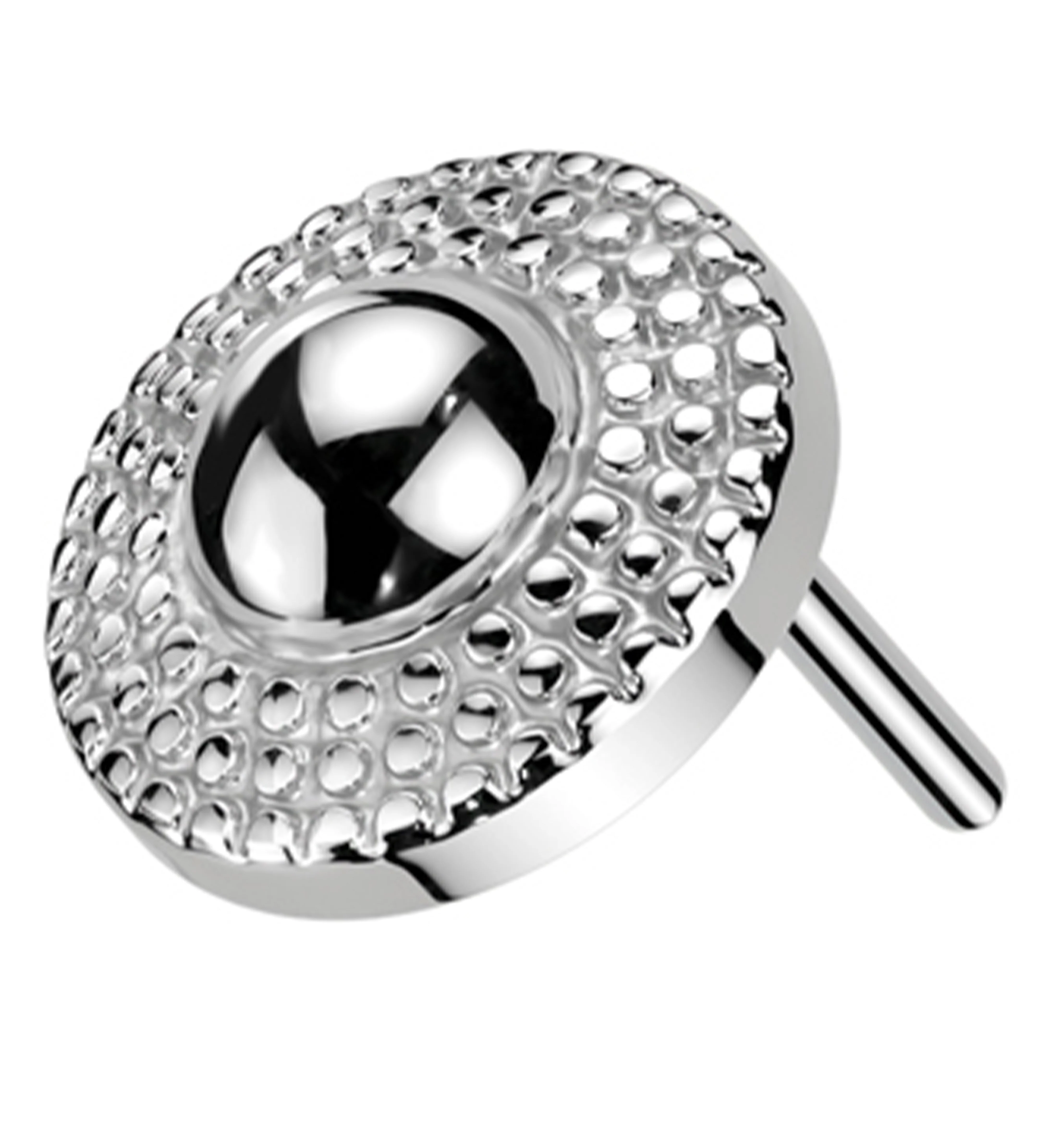 14kt White Gold Beaded Shield Threadless Top - Mrs Treak