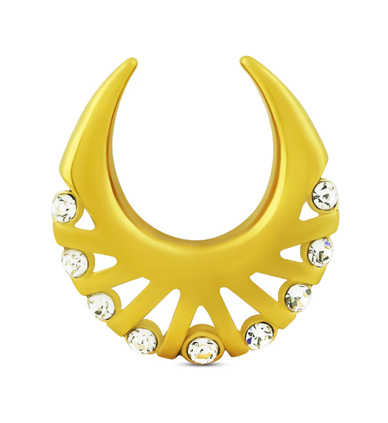 Gold PVD Vane Clear CZ Stainless Steel Saddles - Mrs Treak