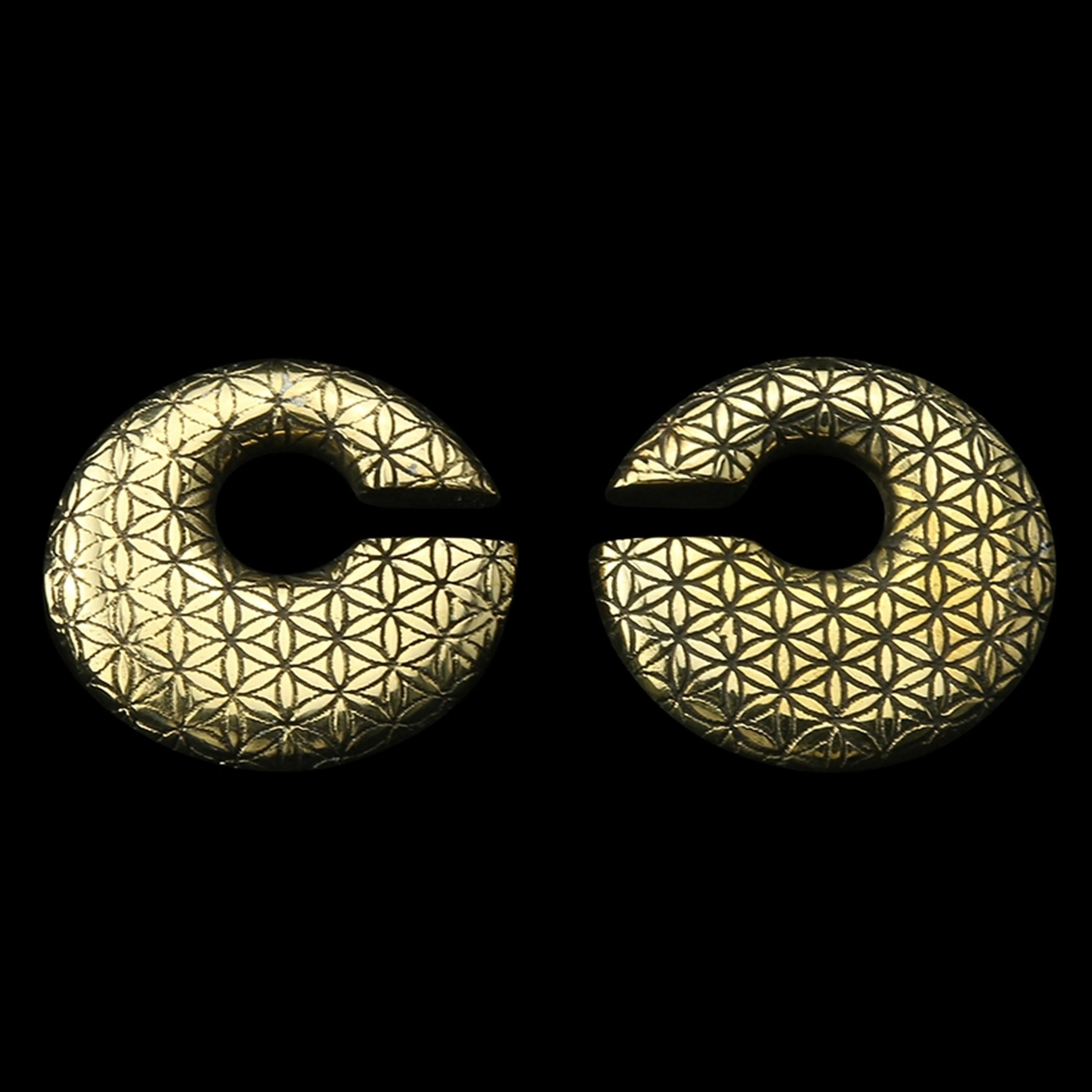 Annular Flower of Life Brass Ear Weights - Mrs Treak