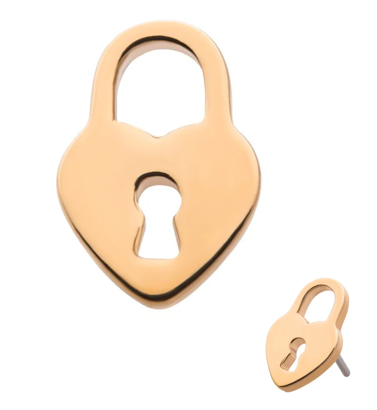 14kt Gold Heart Lock Threadless Top - Mrs Treak