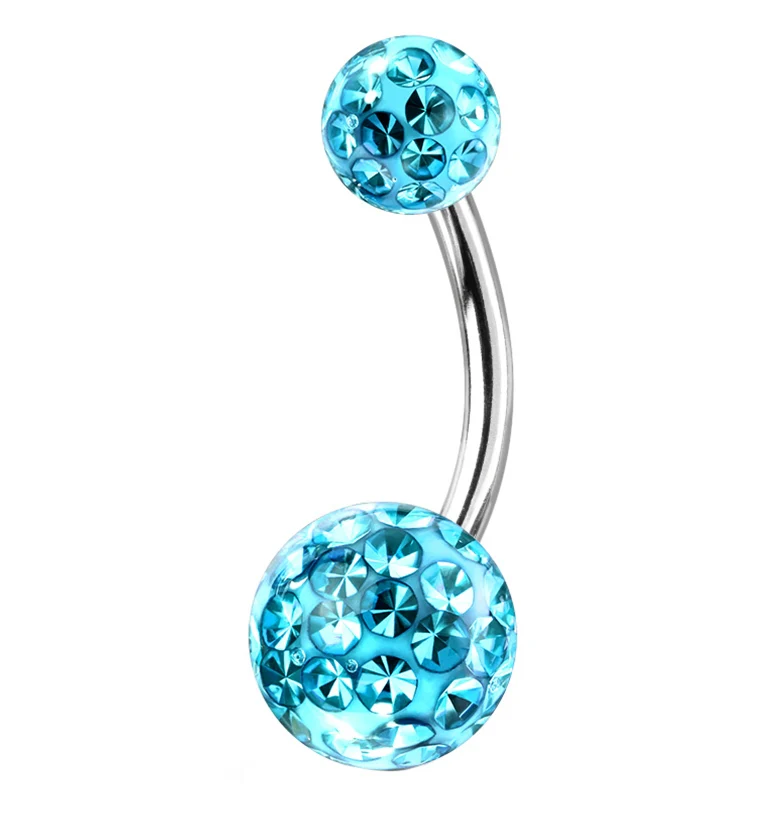 Aqua Glitterball Belly Button Ring - Mrs Treak