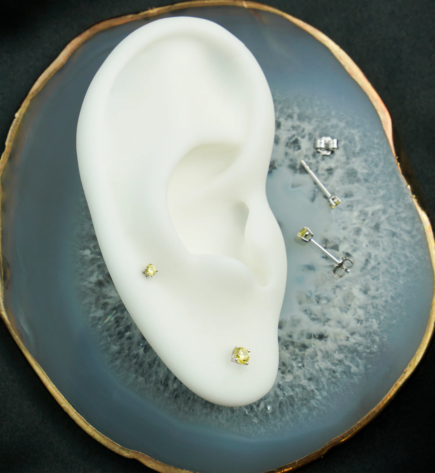 14kt White Gold November Birthstone Topaz CZ Stud Earrings - Mrs Treak