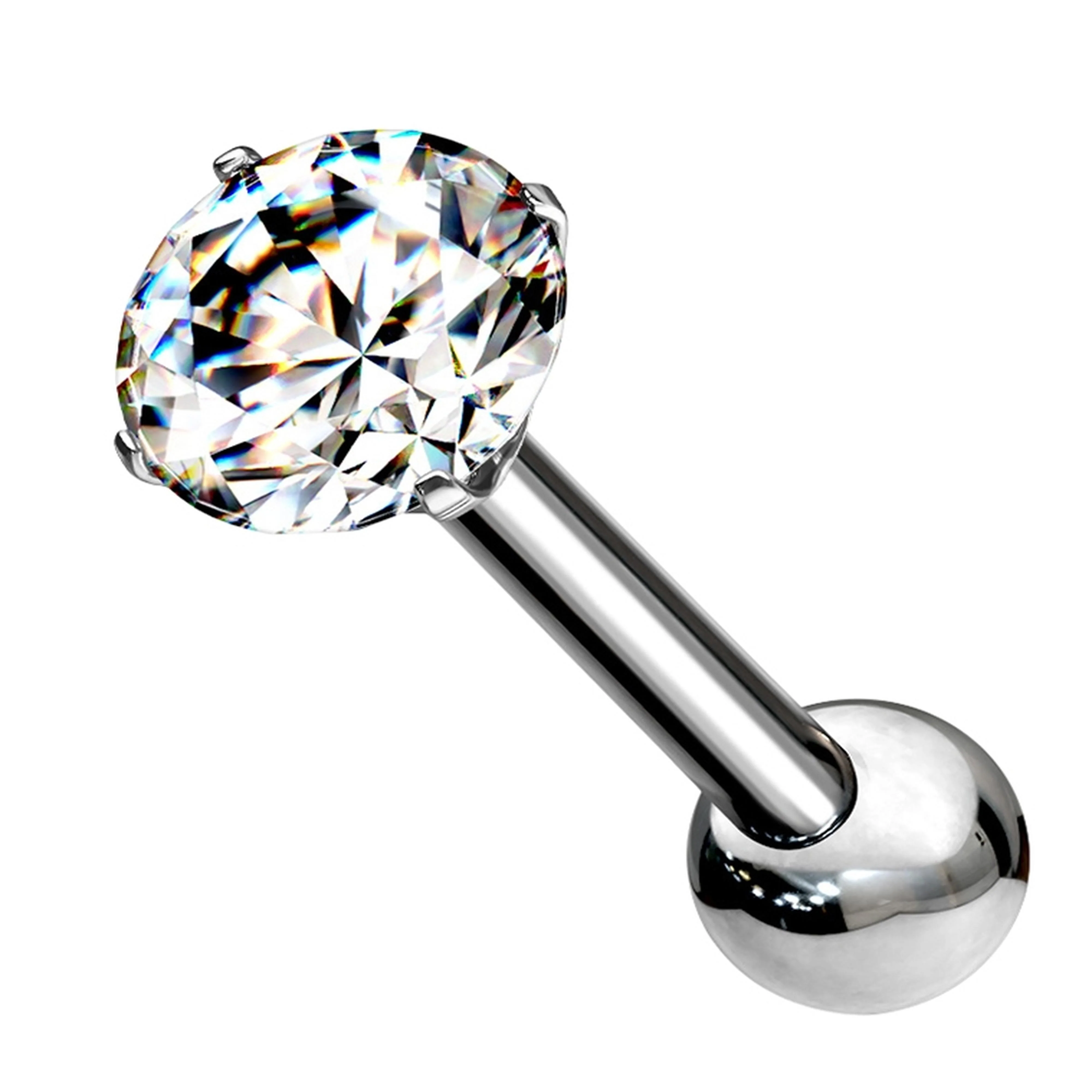 Clear Prong CZ Titanium Threadless Barbell - Mrs Treak
