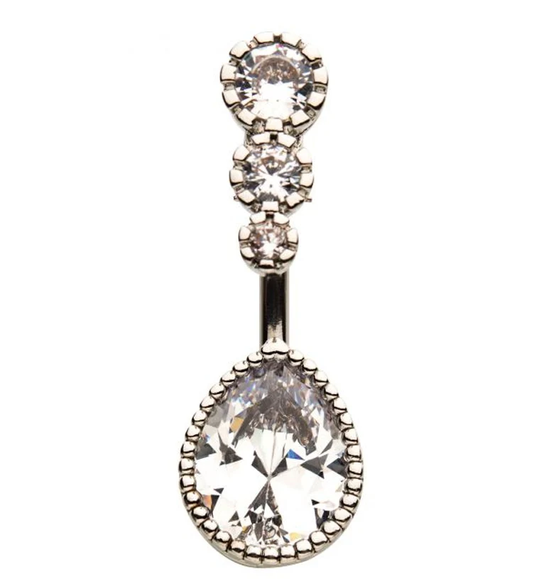 Clear Teardrop Gem Belly Ring - Mrs Treak