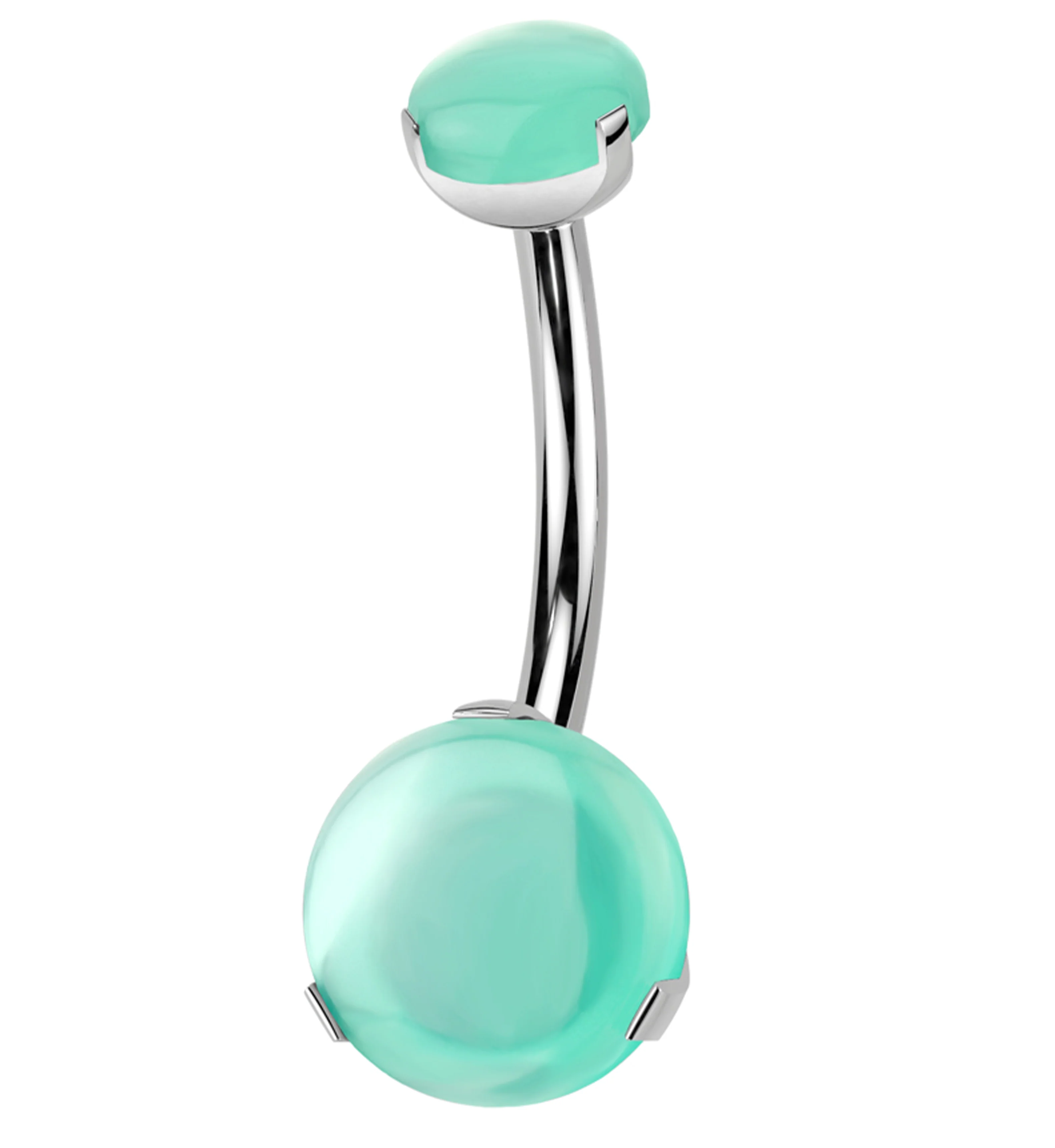 Green Onyx Stone Internally Threaded Titanium Belly Button Ring - Mrs Treak