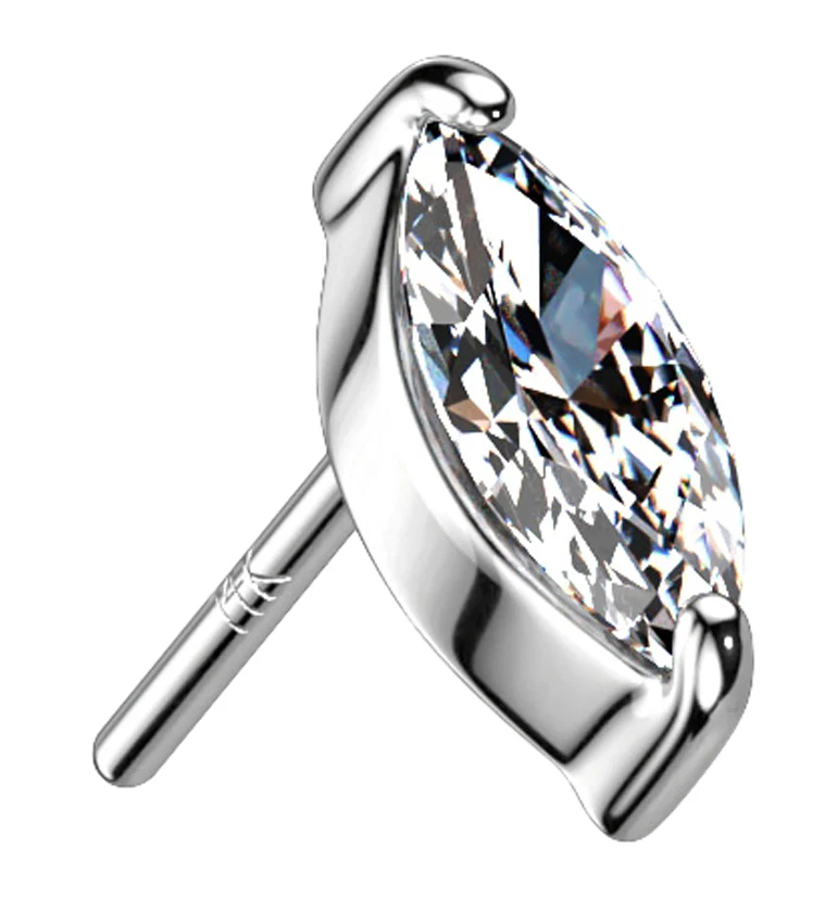 14kt White Gold Ovate CZ Threadless Top - Mrs Treak