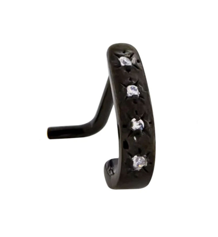 Black PVD Sol CZ Stainless Steel Nose Curve - Mrs Treak