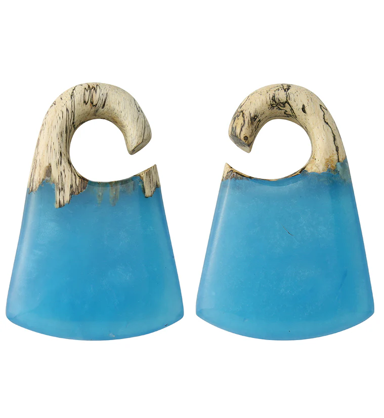 Ocean Resin Locket Tamarind Wood Ear Weights - Mrs Treak