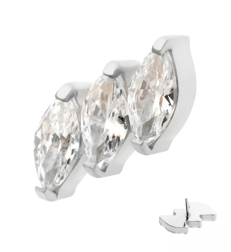 Slant CZ Threadless Titanium Top - Mrs Treak
