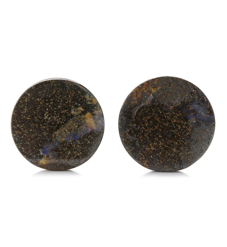 Boulder Opal Stone Plugs 3/4
