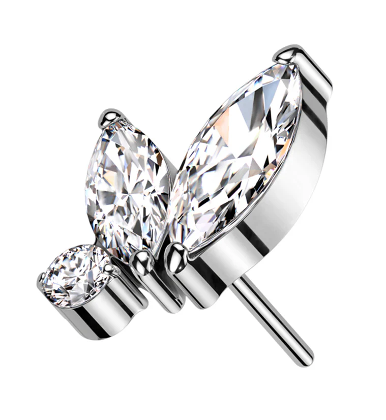 Coterie Clear CZ Threadless Titanium Top - Mrs Treak