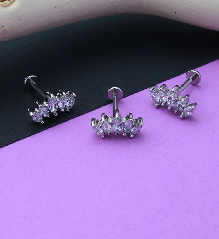 Half Crown CZ Gem Labret Post - Mrs Treak