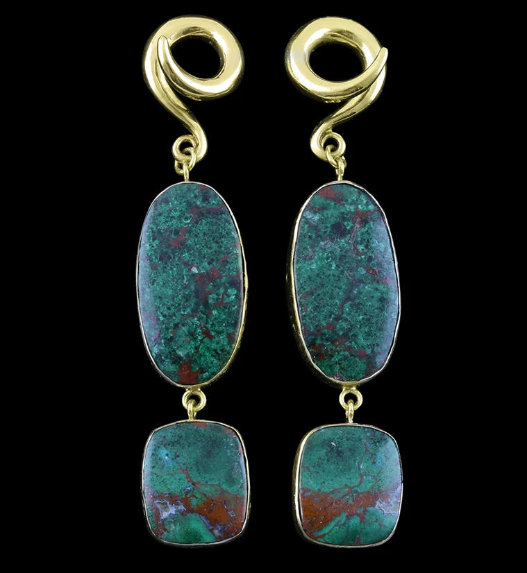 Double Chrysocolla Stone Ear Weights - Mrs Treak