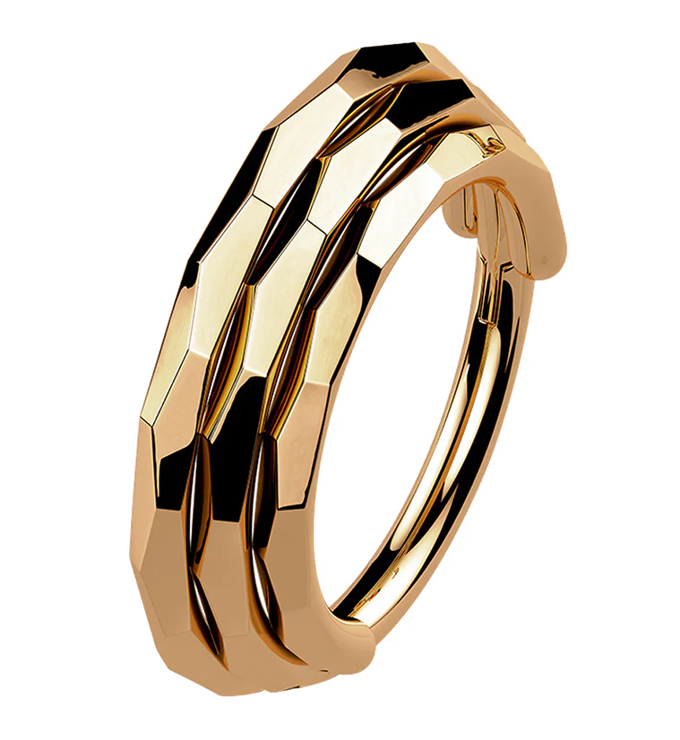 Rose Gold PVD Stacked Verge Titanium Hinged Segment Ring - Mrs Treak